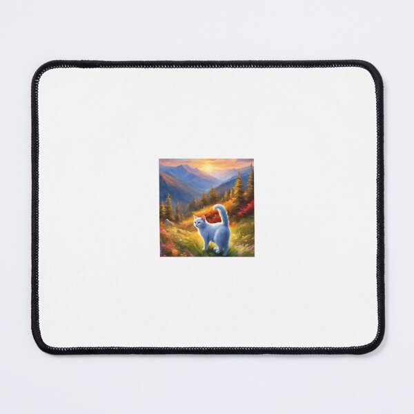 Item preview, White cat in the mountains in an impressionist style designed and sold by cesavision.