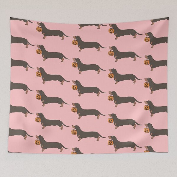 Item preview, Halloween dachshund brown on pink designed and sold by Itsdomd.