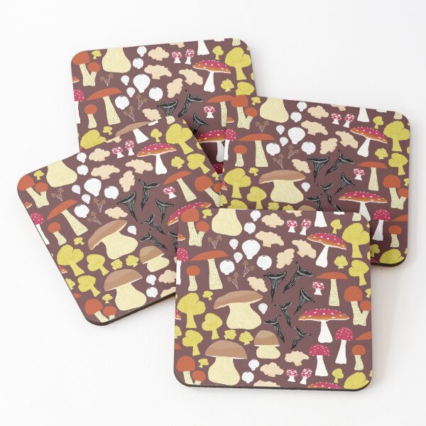 Item preview, 8 Scandinavian Autumn Mushrooms - vintage brown designed and sold by Ingrid Poole.