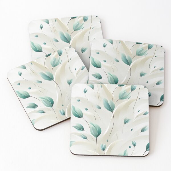 Item preview, Elegant Floral Pattern: White Tulips & Vines with Blue Accents designed and sold by PaintbrushPlace.