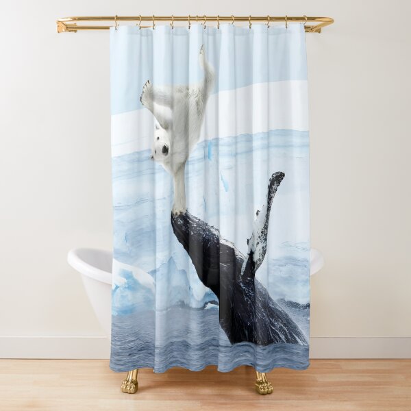 Funny polar bear breakdance Shower Curtain