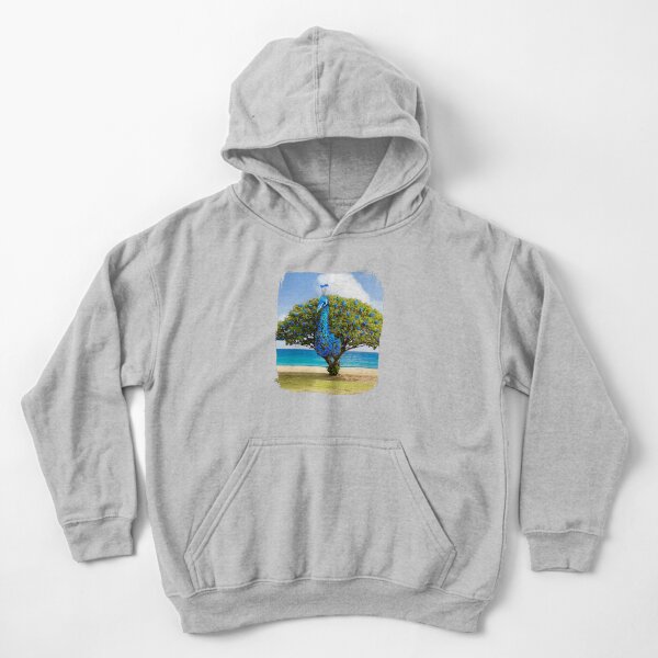 Peacock Tree creative animal tree artwork Kids Pullover Hoodie