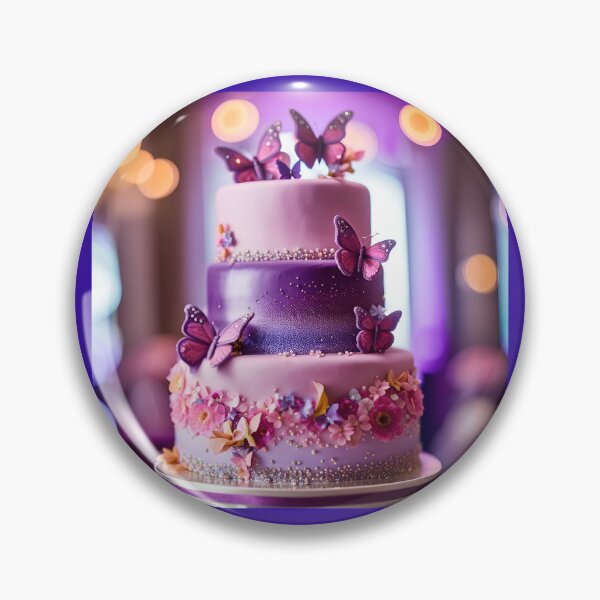 Item preview, A magnificent purple and pink celebration cake with butterflies, flowers and sparkles! designed and sold by Zen-Hues.