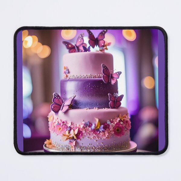 Item preview, A magnificent purple and pink celebration cake with butterflies, flowers and sparkles! designed and sold by Zen-Hues.