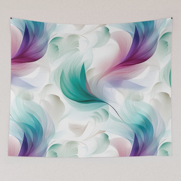 Item preview, Elegant Flowing Pattern: Light Emerald & Purple Tulips with Vines designed and sold by PaintbrushPlace.