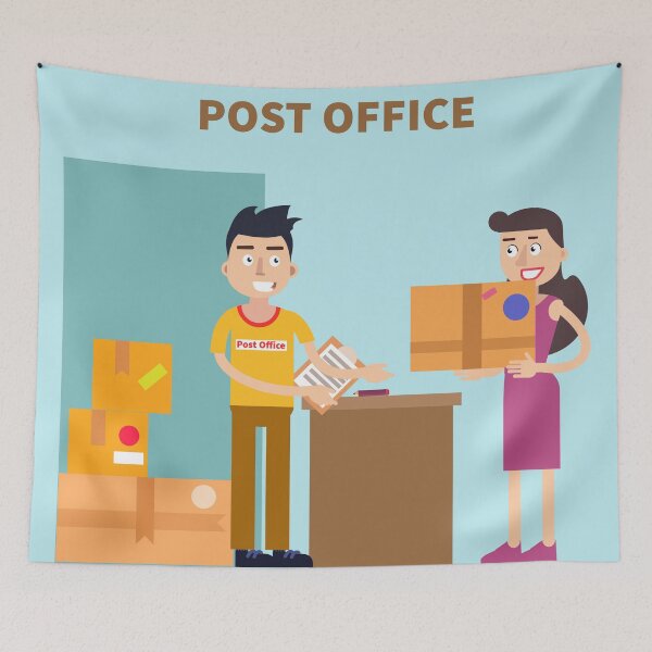 Item preview, Post Office. Woman Sending Parcel. Postal Service.  designed and sold by ivector.