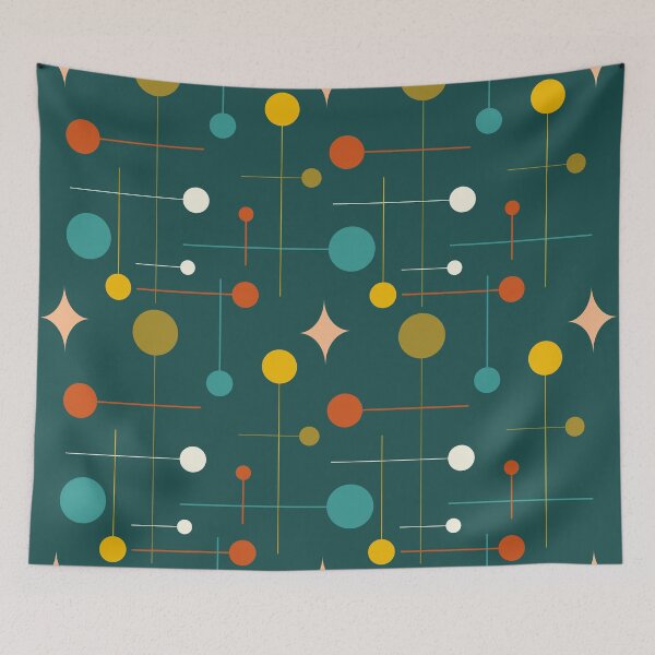 Item preview, Mid Century Modern Abstract Pattern 29 Dark Teal designed and sold by trdstudio.