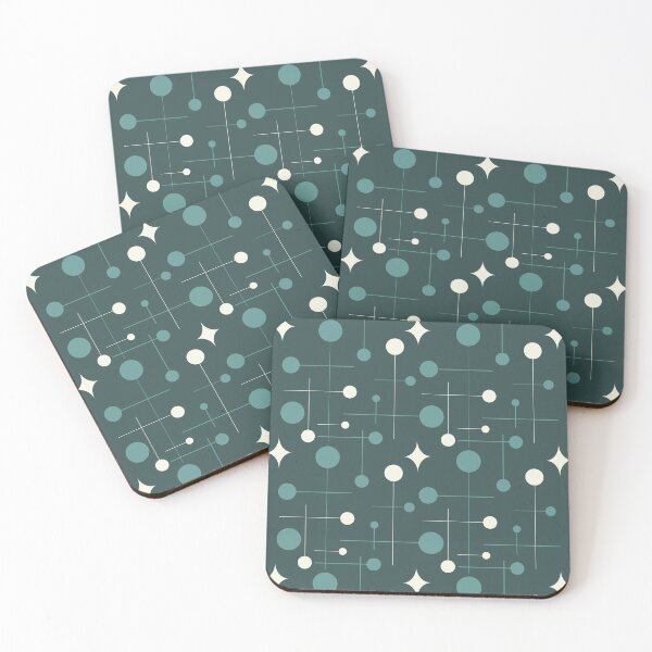 Item preview, Mid Century Modern Abstract Pattern 29 Teal Charcoal designed and sold by trdstudio.