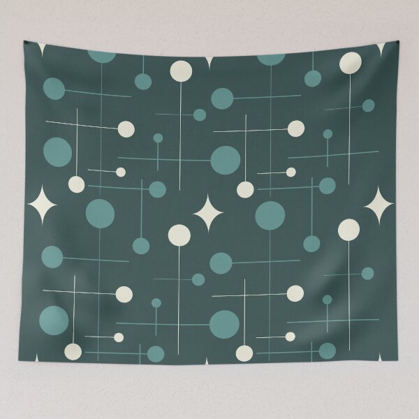 Item preview, Mid Century Modern Abstract Pattern 29 Teal Charcoal designed and sold by trdstudio.