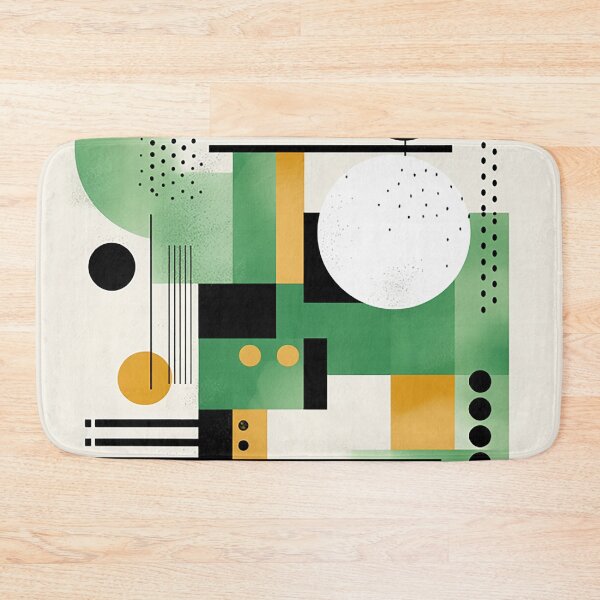 Item preview, Minimalist Geometry: Striking Contrast of Black & White with Green Accent designed and sold by PaintbrushPlace.