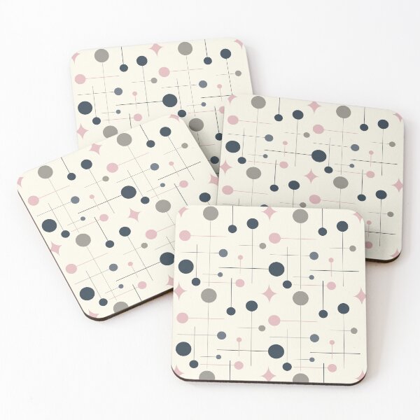 Item preview, Mid Century Modern Abstract Pattern 29 Navy Blush designed and sold by trdstudio.