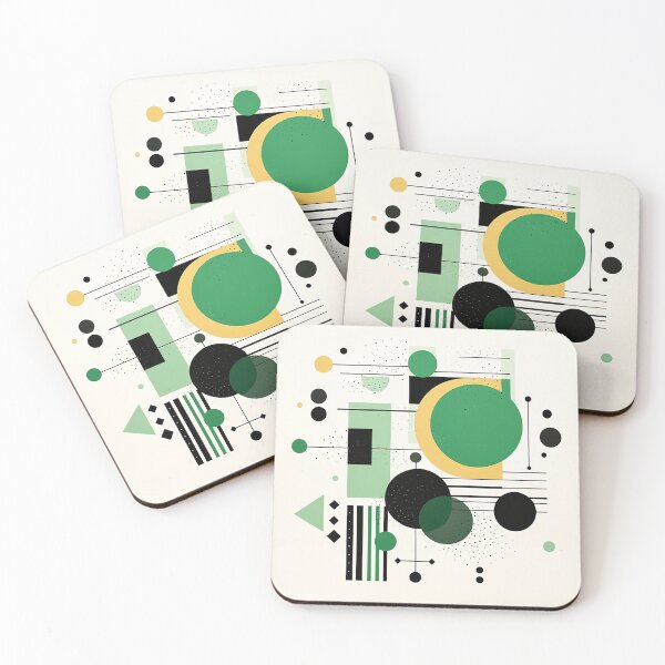 Item preview, Chic Minimalism: Bold Black & White Geometry with Green Highlight designed and sold by PaintbrushPlace.