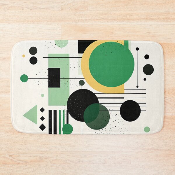 Item preview, Chic Minimalism: Bold Black & White Geometry with Green Highlight designed and sold by PaintbrushPlace.