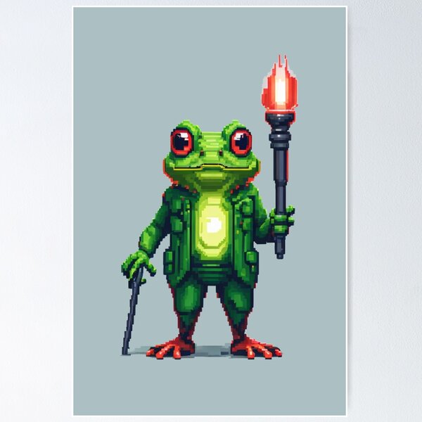 frog cartoon, pixelart 32x32 