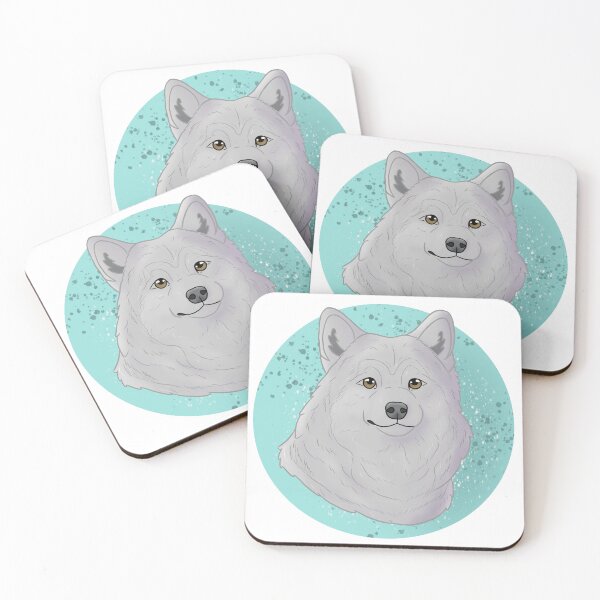 Item preview, Alaskan malamute white with blue background  designed and sold by Cynthiaetal.