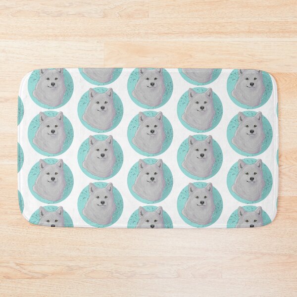 Item preview, Alaskan malamute white with blue background  designed and sold by Cynthiaetal.