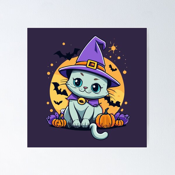 Item preview, Halloween - Cute Cartoon Witch Cat designed and sold by MrDoze.