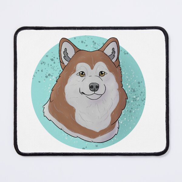 Item preview, Alaskan malamute red and white with blue background designed and sold by Cynthiaetal.