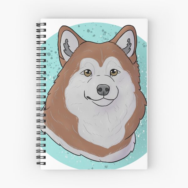 Item preview, Alaskan malamute red and white with blue background  designed and sold by Cynthiaetal.