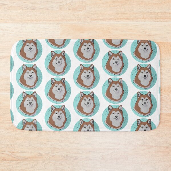 Item preview, Alaskan malamute red and white with blue background  designed and sold by Cynthiaetal.