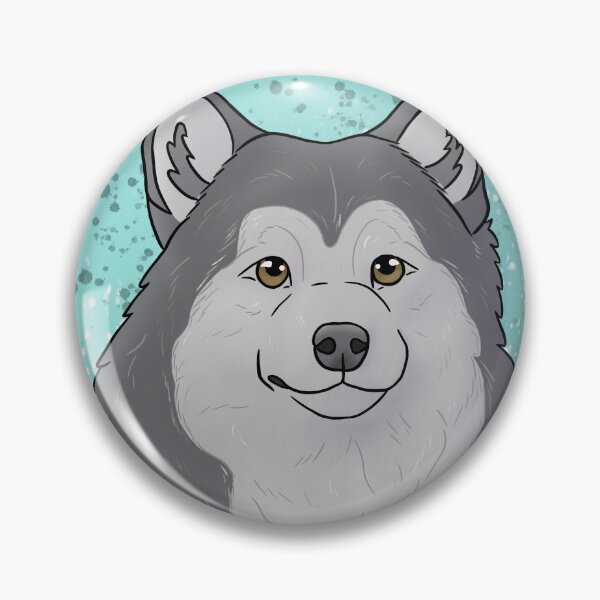 Item preview, Alaskan malamute black and white with blue background  designed and sold by Cynthiaetal.