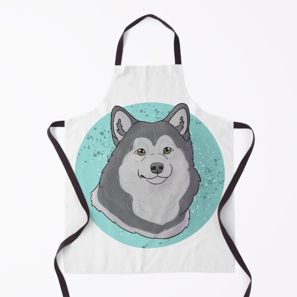 Item preview, Alaskan malamute black and white with blue background designed and sold by Cynthiaetal.