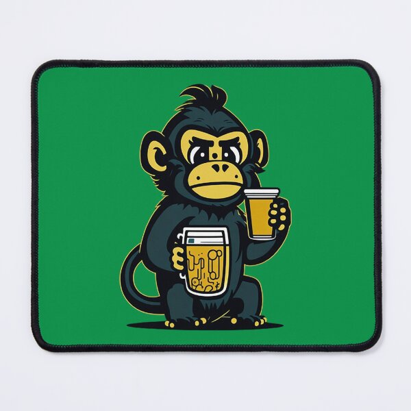 Item preview, Cartoonish Monkey With Beer Mug designed and sold by likbatonboot.