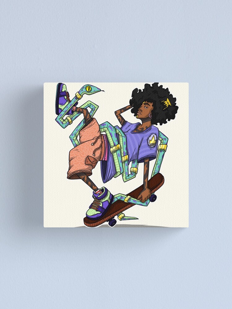 Anime skater boy rolling his skateboard Canvas Print by OtherVisions