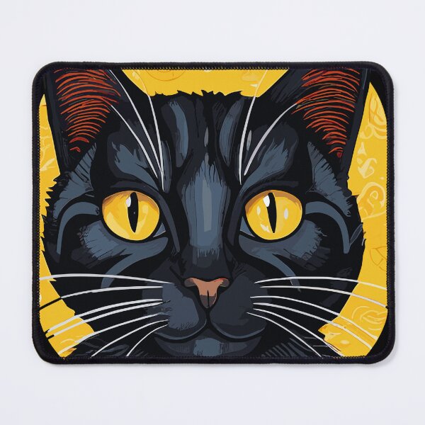 Item preview, Black Cat on Yellow Background designed and sold by TheFrenchVegan.