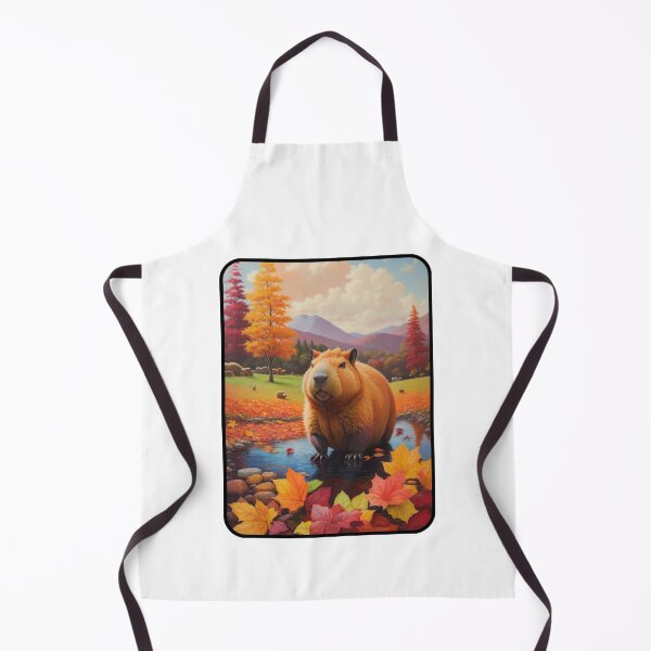 Item preview, Autumn's Capybara Reverie - Whimsical Fall Landscape Oil Painting designed and sold by zax454.