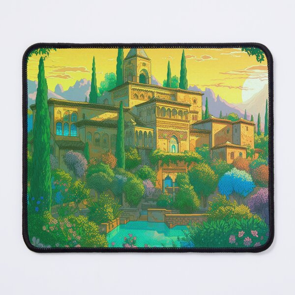 Item preview, The Alhambra, Granada, Spain, Yellow-green, AI Generated Art - A Famous Monument of Islamic Architecture designed and sold by studioSharonKay.