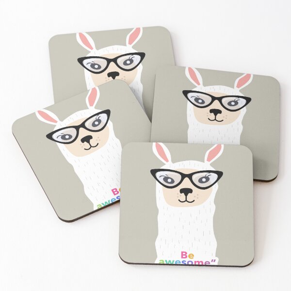Item preview, Lama with glasses with the phrase "be awesome" designed and sold by magenta-dream.