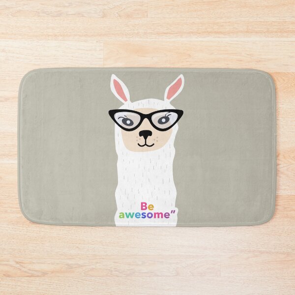 Item preview, Lama with glasses with the phrase "be awesome" designed and sold by magenta-dream.