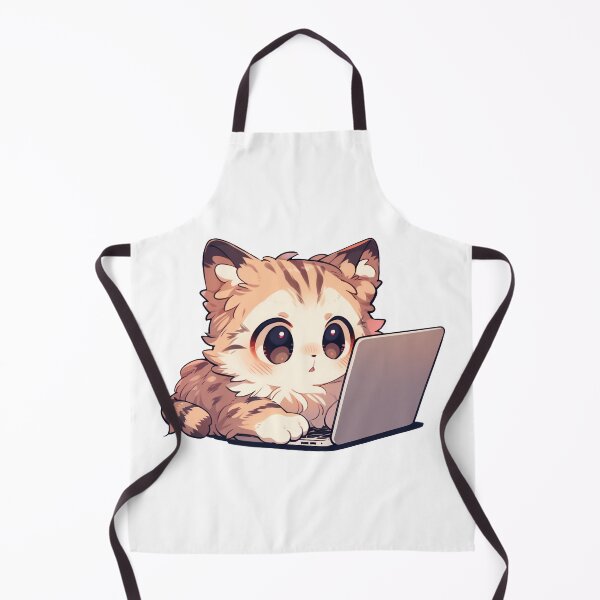 Item preview, Cute Kawaii Cat Working on a Laptop Kitten designed and sold by CozyKawaiiArt.