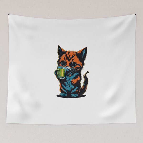 Item preview, Cartoonish Kitten With A beer Mug designed and sold by likbatonboot.