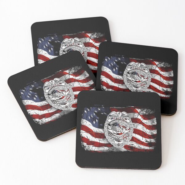 Item preview, Correctional Officers American Flag Thin Gray Line Jail Officer Badge designed and sold by inkedtee.