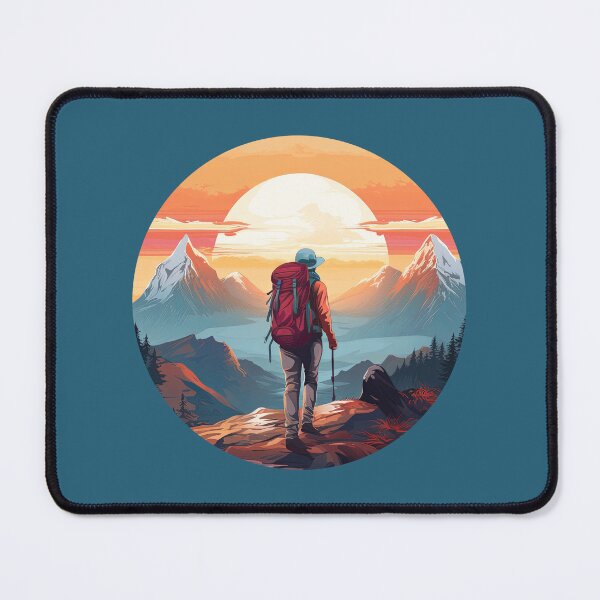 Item preview, Woman Hiking Mountains Sunset Retro Vintage Gift designed and sold by T-shirt-Designs.