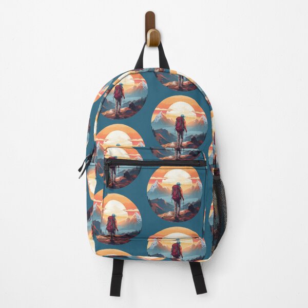 Item preview, Woman Hiking Mountains Sunset Retro Vintage Gift designed and sold by T-shirt-Designs.