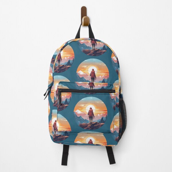 Item preview, Woman Hiking Mountains Sunset Retro Vintage Gift designed and sold by T-shirt-Designs.