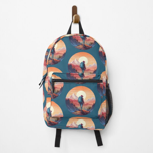 Item preview, Woman Hiking Mountains Sunset Retro Vintage Gift designed and sold by T-shirt-Designs.