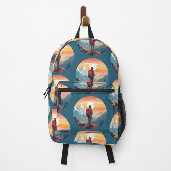 Item preview, Woman Hiking Mountains Sunset Retro Vintage Gift designed and sold by T-shirt-Designs.
