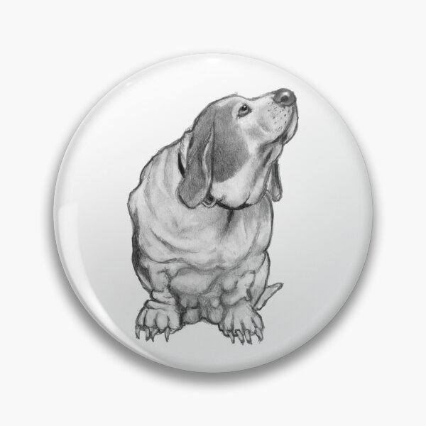 Item preview, Cute Bassett Hound Dog, Pencil Drawing of Dog Looking Up designed and sold by JoyfulWhimsy.