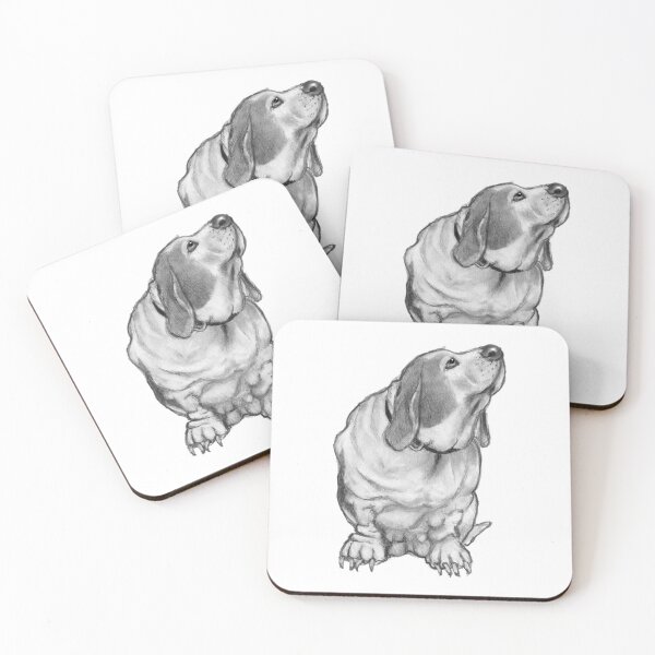 Item preview, Cute Bassett Hound Dog, Pencil Drawing of Dog Looking Up designed and sold by JoyfulWhimsy.