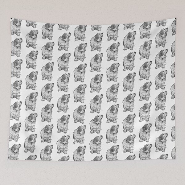 Item preview, Cute Bassett Hound Dog, Pencil Drawing of Dog Looking Up designed and sold by JoyfulWhimsy.