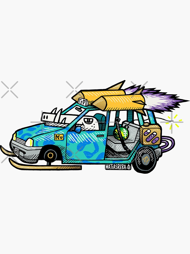 Thumbnail 3 of 3, Sticker, Twin Rocket Car designed and sold by matiasreba.