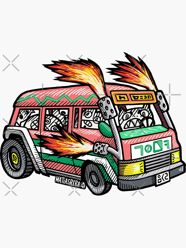 Thumbnail 3 of 3, Sticker, Pink Fire Van designed and sold by matiasreba.