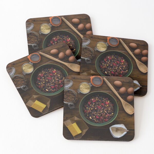Item preview, Christmas fruit cake ingredients assembled ready, rustic background designed and sold by bailey-cooper.