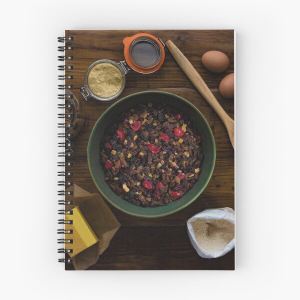 Item preview, Christmas fruit cake ingredients assembled ready, rustic background designed and sold by bailey-cooper.