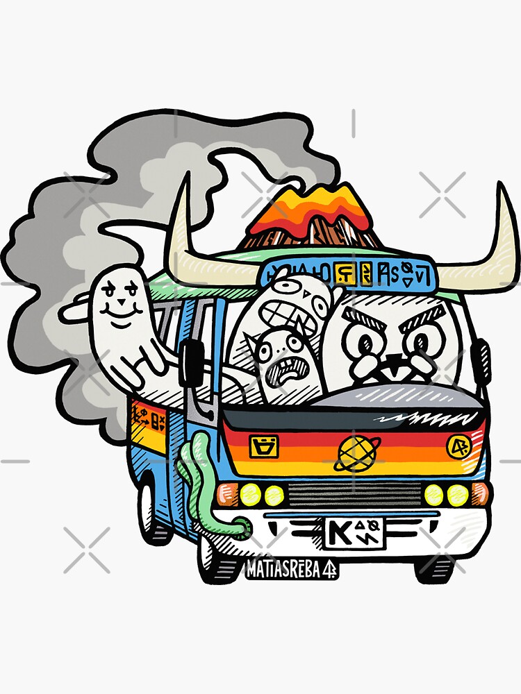 Thumbnail 3 of 3, Sticker, Blue Volcano Bus designed and sold by matiasreba.