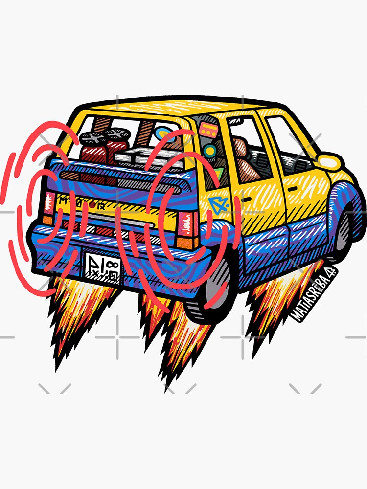 Thumbnail 3 of 3, Sticker, Yellow Zebra Car designed and sold by matiasreba.